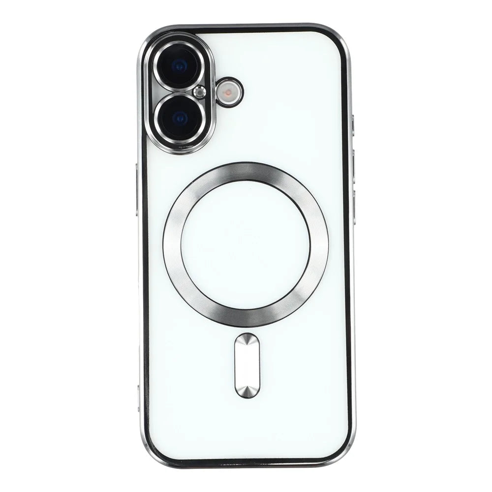 For iPhone 17 Case Compatible with MagSafe Electroplated TPU Phone Cover with Lens Film - Grey - 3