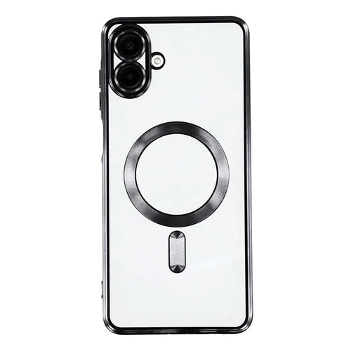 For Samsung Galaxy A06 4G Magnetic Case Electroplated TPU Phone Cover with Lens Film - Black - 1