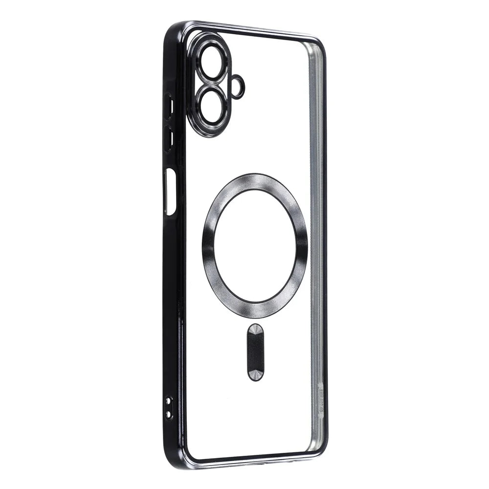 For Samsung Galaxy A06 4G Magnetic Case Electroplated TPU Phone Cover with Lens Film - Black - 2