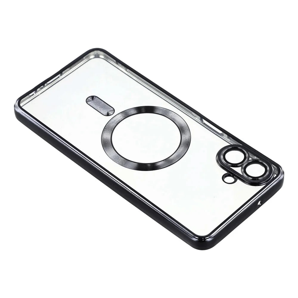 For Samsung Galaxy A06 4G Magnetic Case Electroplated TPU Phone Cover with Lens Film - Black - 4