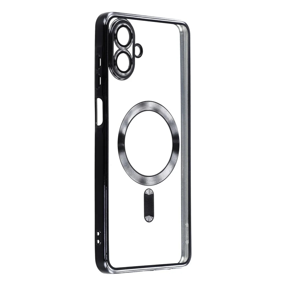 For Samsung Galaxy A08 5G / A08 4G / A07 4G Magnetic Case Electroplated TPU Phone Cover with Lens Film - Black - 2