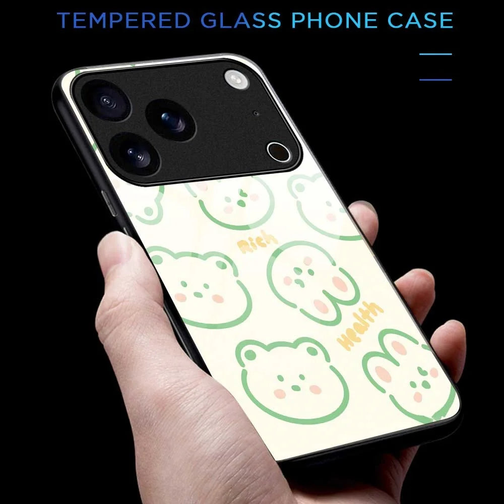 For iPhone 17 Pro Case PC TPU Tempered Glass Pattern Printing Slim Phone Back Cover - B0268 - 6