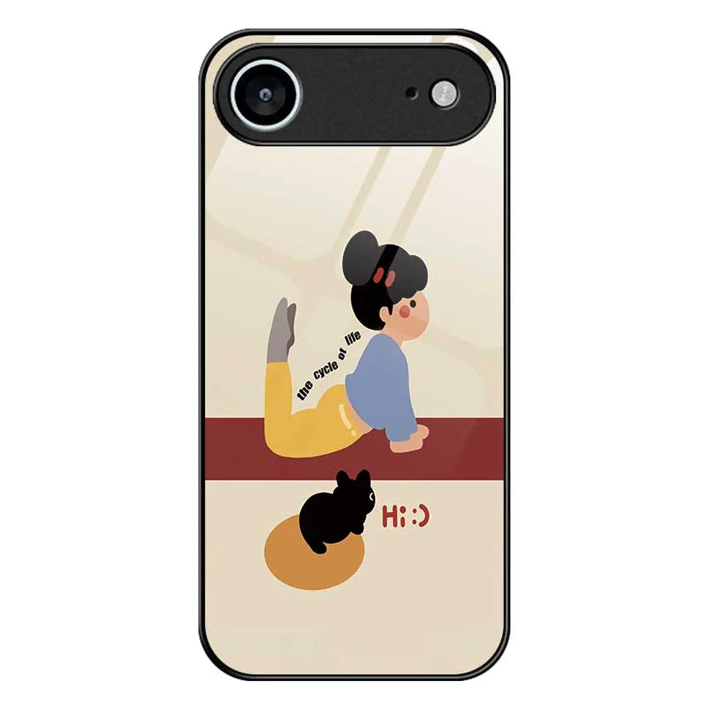 For iPhone Air Case TPU PC Tempered Glass Pattern Printing Slim Phone Back Cover - B0293 - 1