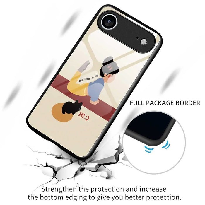 For iPhone Air Case TPU PC Tempered Glass Pattern Printing Slim Phone Back Cover - B0293 - 3