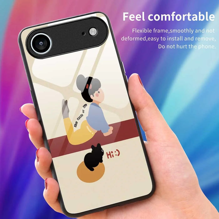 For iPhone Air Case TPU PC Tempered Glass Pattern Printing Slim Phone Back Cover - B0293 - 4