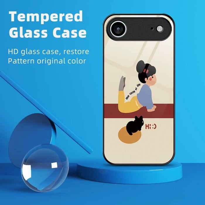 For iPhone Air Case TPU PC Tempered Glass Pattern Printing Slim Phone Back Cover - B0293 - 7