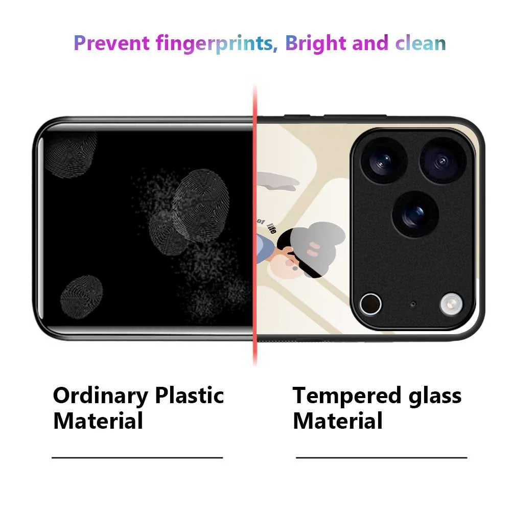 For iPhone 17 Pro Case TPU PC Tempered Glass Pattern Printing Slim Phone Back Cover - B0293 - 2