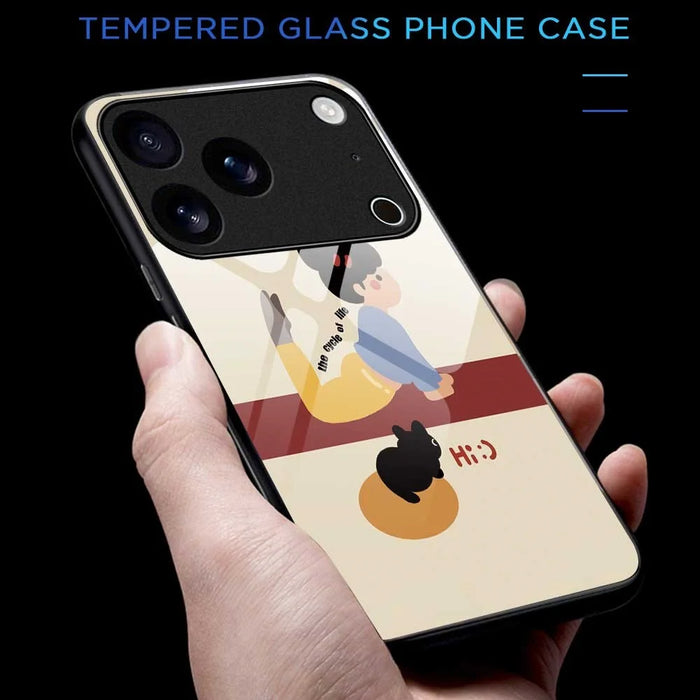 For iPhone 17 Pro Max Case TPU PC Tempered Glass Pattern Printing Slim Phone Back Cover - B0293 - 6