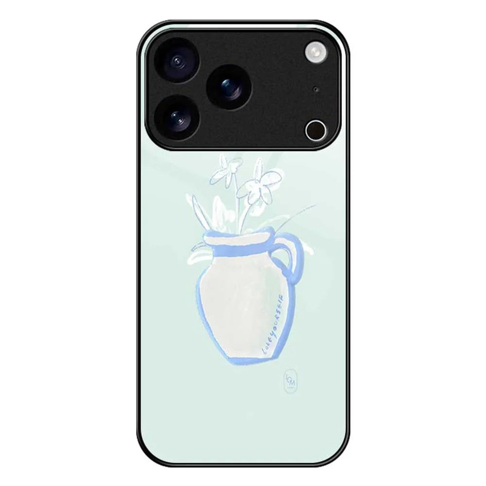 For iPhone 17 Pro Case PC TPU Tempered Glass Pattern Printing Shockproof Phone Back Cover - B0318 - 1