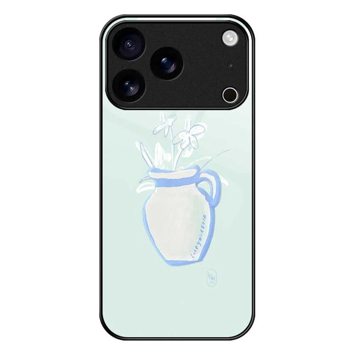For iPhone 17 Pro Case PC TPU Tempered Glass Pattern Printing Shockproof Phone Back Cover - B0318 - 1