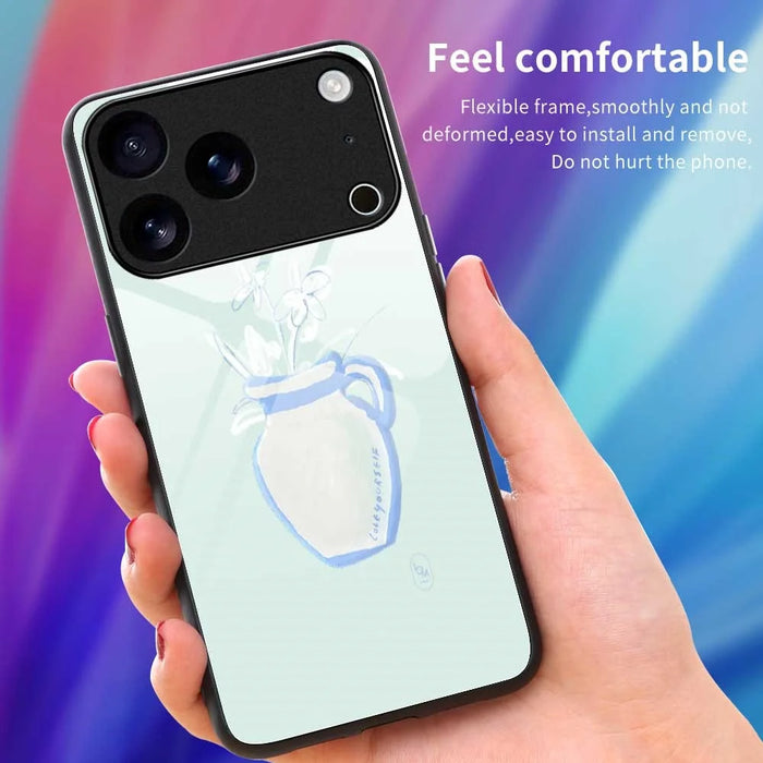 For iPhone 17 Pro Case PC TPU Tempered Glass Pattern Printing Shockproof Phone Back Cover - B0318 - 4
