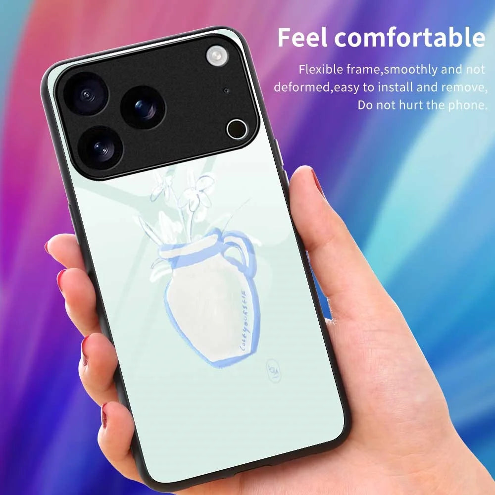 For iPhone 17 Pro Max Case PC TPU Tempered Glass Pattern Printing Shockproof Phone Back Cover - B0318 - 4
