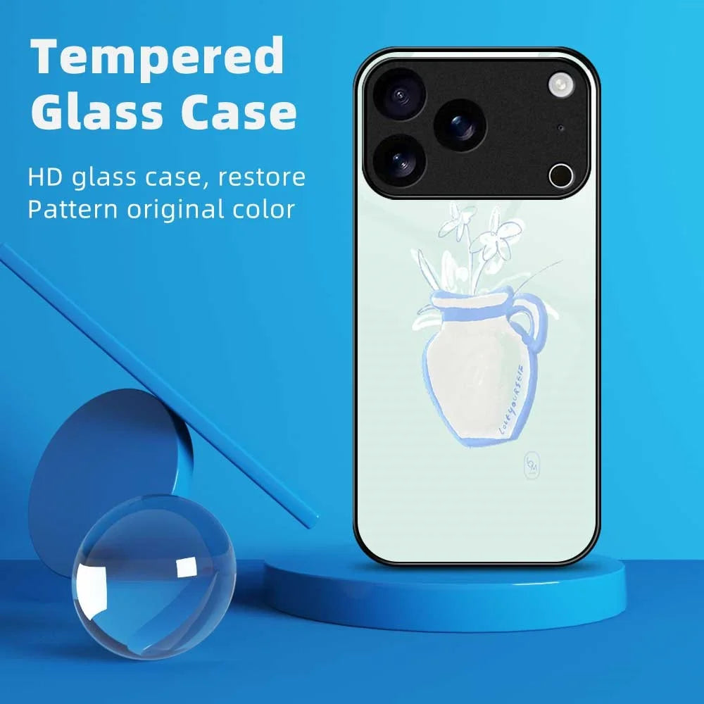 For iPhone 17 Pro Max Case PC TPU Tempered Glass Pattern Printing Shockproof Phone Back Cover - B0318 - 7