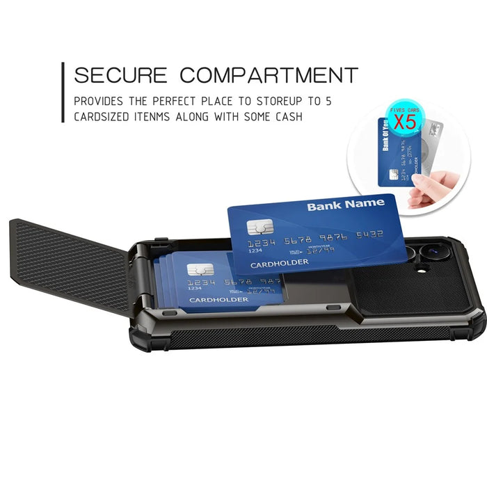 For Samsung Galaxy S25 FE Case PC + TPU Dual Layer Back Phone Cover with Card Holder - Grey - 4