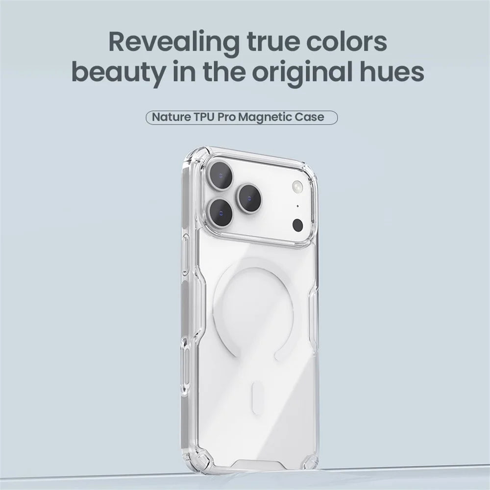 NILLKIN Nature Pro Series for iPhone 18 Pro / 17 Pro Case Compatible with MagSafe TPU + PC Ultra Clear Phone Case - Grey - 5