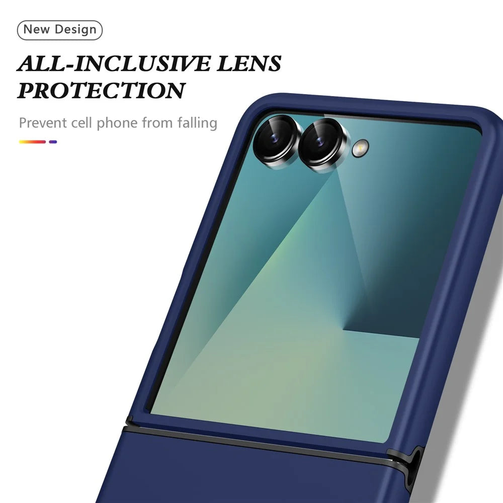 For Samsung Galaxy Z Flip7 5G Case PC + TPU Phone Cover with Rotatable Ring Holder - Blue - 6