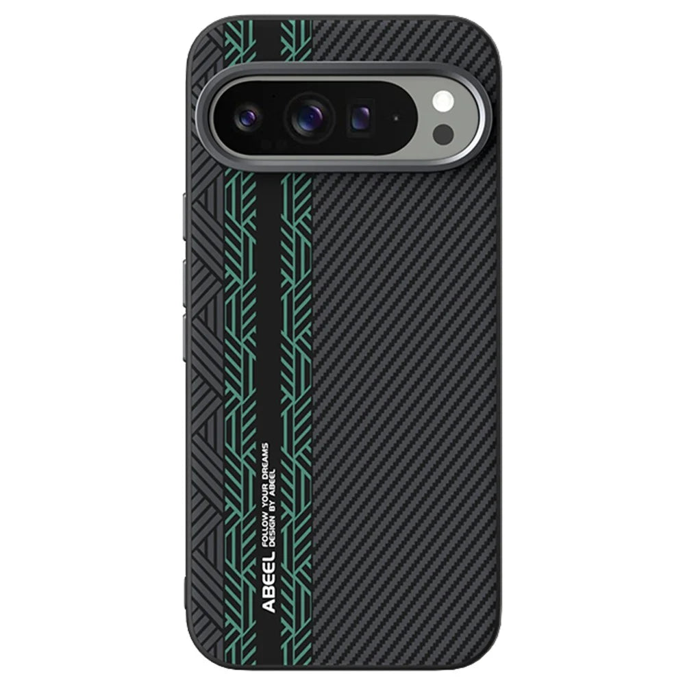 ABEEL For Google Pixel 10 Pro  /  Pixel 10 Magnetic Case PC + TPU + Aluminum Alloy + PU Leather Slim Phone Back Cover - Texture 2 - 1