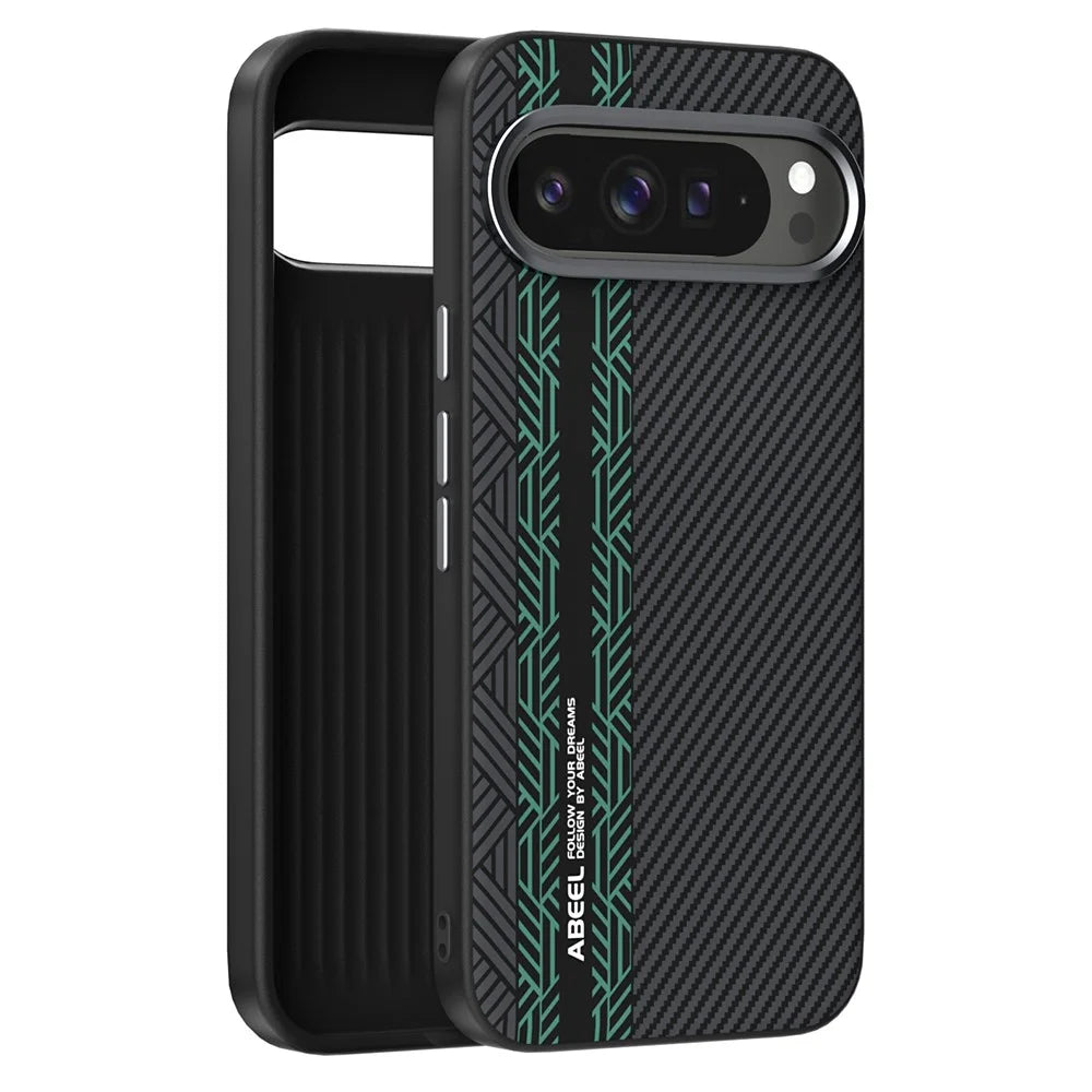 ABEEL For Google Pixel 10 Pro  /  Pixel 10 Magnetic Case PC + TPU + Aluminum Alloy + PU Leather Slim Phone Back Cover - Texture 2 - 2