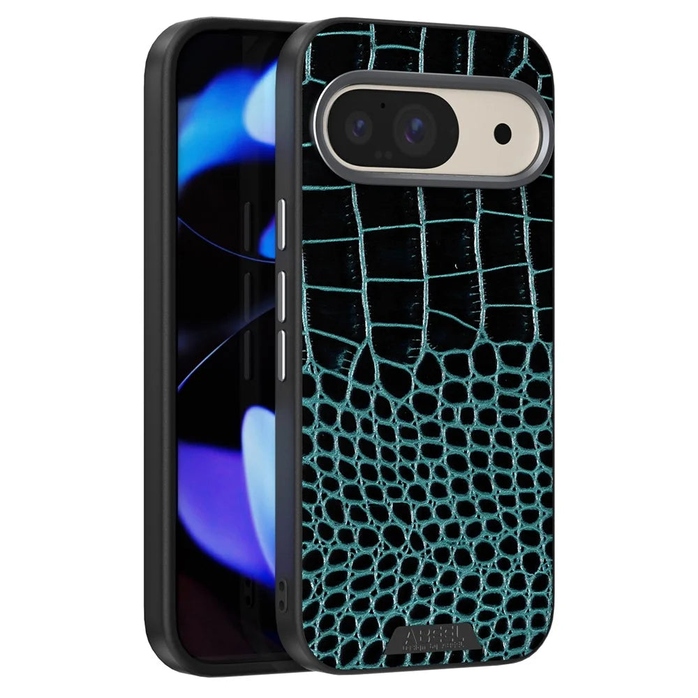 ABEEL For Google Pixel 10 Pro  /  Pixel 10 Magnetic Case Crocodile Texture Micro-Embossing Back Cover - Green - 1