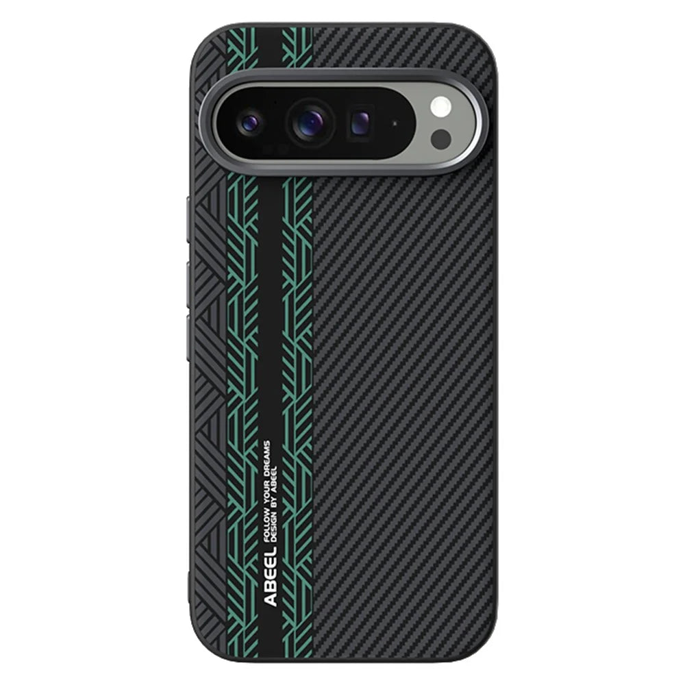 ABEEL For Google Pixel 10 Pro XL Magnetic Case PC + TPU + Aluminum Alloy + PU Leather Slim Phone Back Cover - Texture 2 - 1