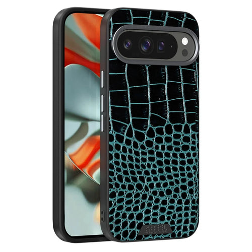 ABEEL For Google Pixel 10 Pro XL Magnetic Case Crocodile Texture Micro-Embossing Back Cover - Green - 1