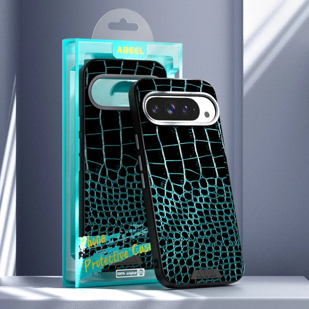 ABEEL For Google Pixel 10 Pro XL Magnetic Case Crocodile Texture Micro-Embossing Back Cover - Green - 7