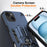 For iPhone 15 Plus Case Ring Holder Kickstand PC + TPU Shockproof Phone Cover - Navy Blue - 3