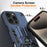 For iPhone 15 Pro Case Ring Holder Kickstand PC + TPU Shockproof Phone Cover - Navy Blue - 3