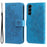 For Samsung Galaxy S23+ Case Floral Pattern PU Leather Wallet Stand Phone Cover - Blue - 1