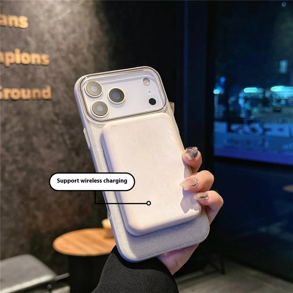 For iPhone 18 Pro / 17 Pro Case Compatible with MagSafe Glitter Design IMD TPU + PC Phone Back Cover - Grey - 2