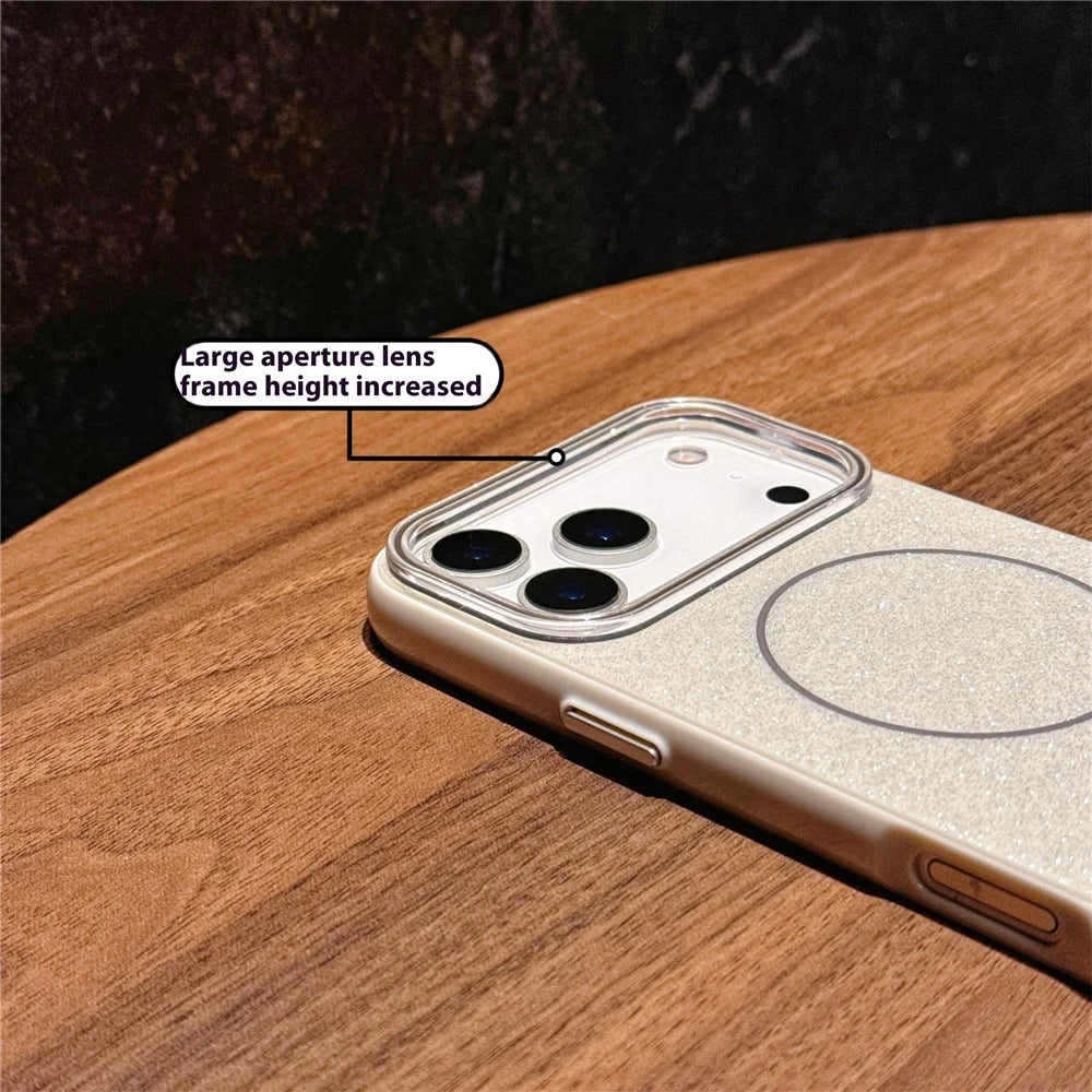 For iPhone 18 Pro / 17 Pro Case Compatible with MagSafe Glitter Design IMD TPU + PC Phone Back Cover - Grey - 3