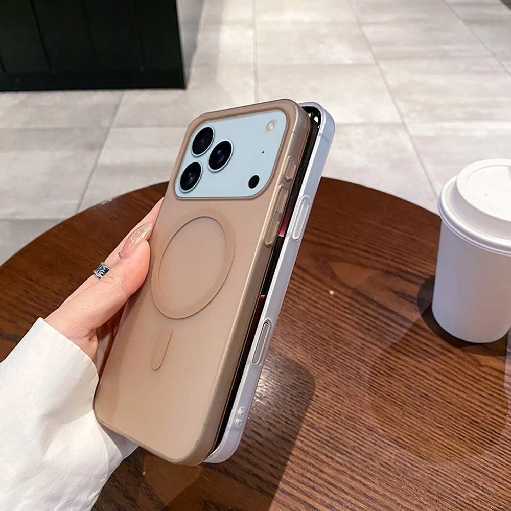 For iPhone 17 Pro Case Compatible with MagSafe Precise Cutouts Matte PC Phone Cover - Desert Gold - 4
