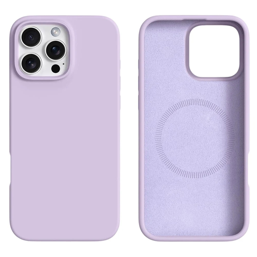 For iPhone 16 Pro Case Compatible with MagSafe Liquid Silicone + PC Phone Cover - Light Purple - 1