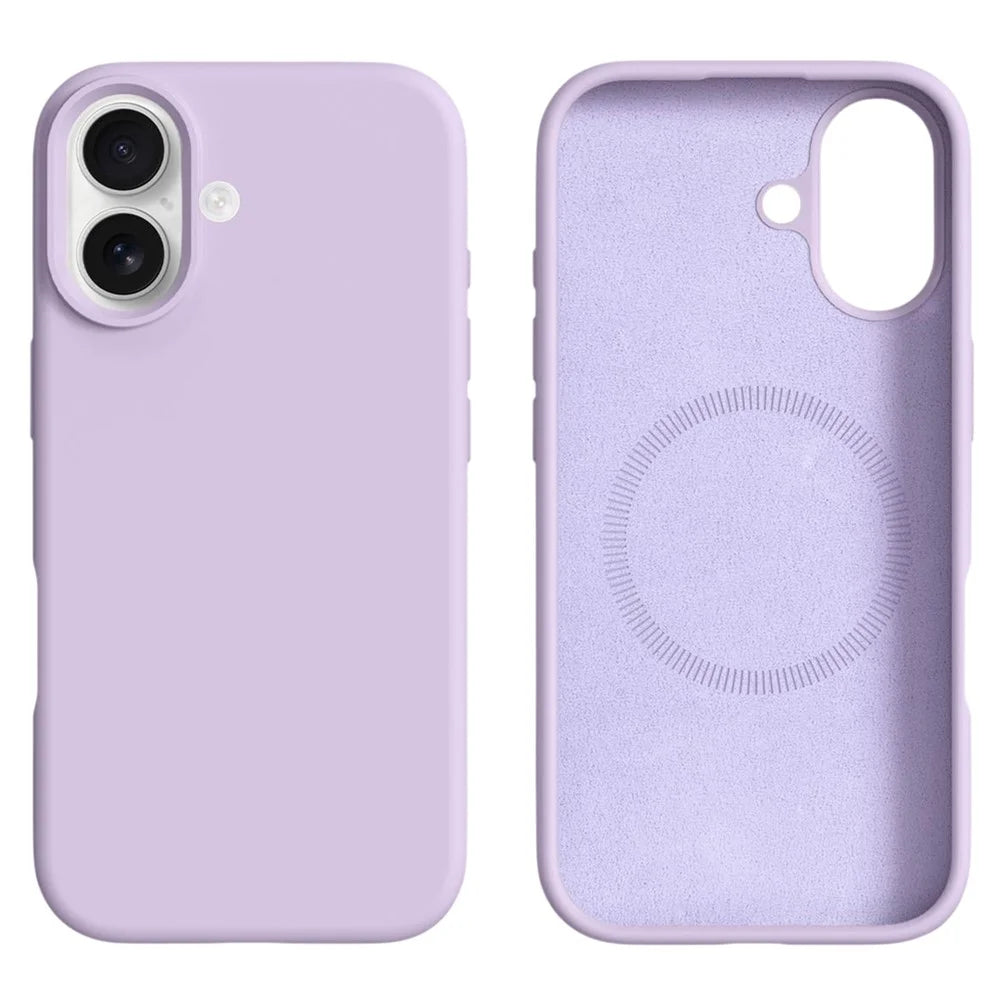 For iPhone 16 Case Compatible with MagSafe Liquid Silicone + PC Phone Cover - Light Purple - 1