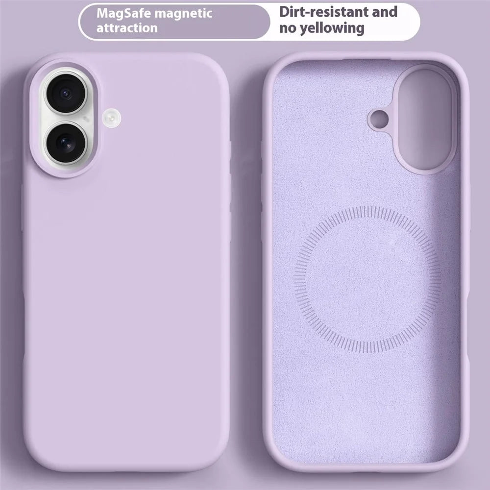 For iPhone 16 Case Compatible with MagSafe Liquid Silicone + PC Phone Cover - Light Purple - 2