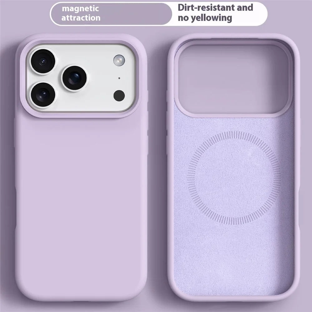 For iPhone 18 Pro Max / 17 Pro Max Case Compatible with MagSafe Liquid Silicone + PC Phone Cover - Light Purple - 2