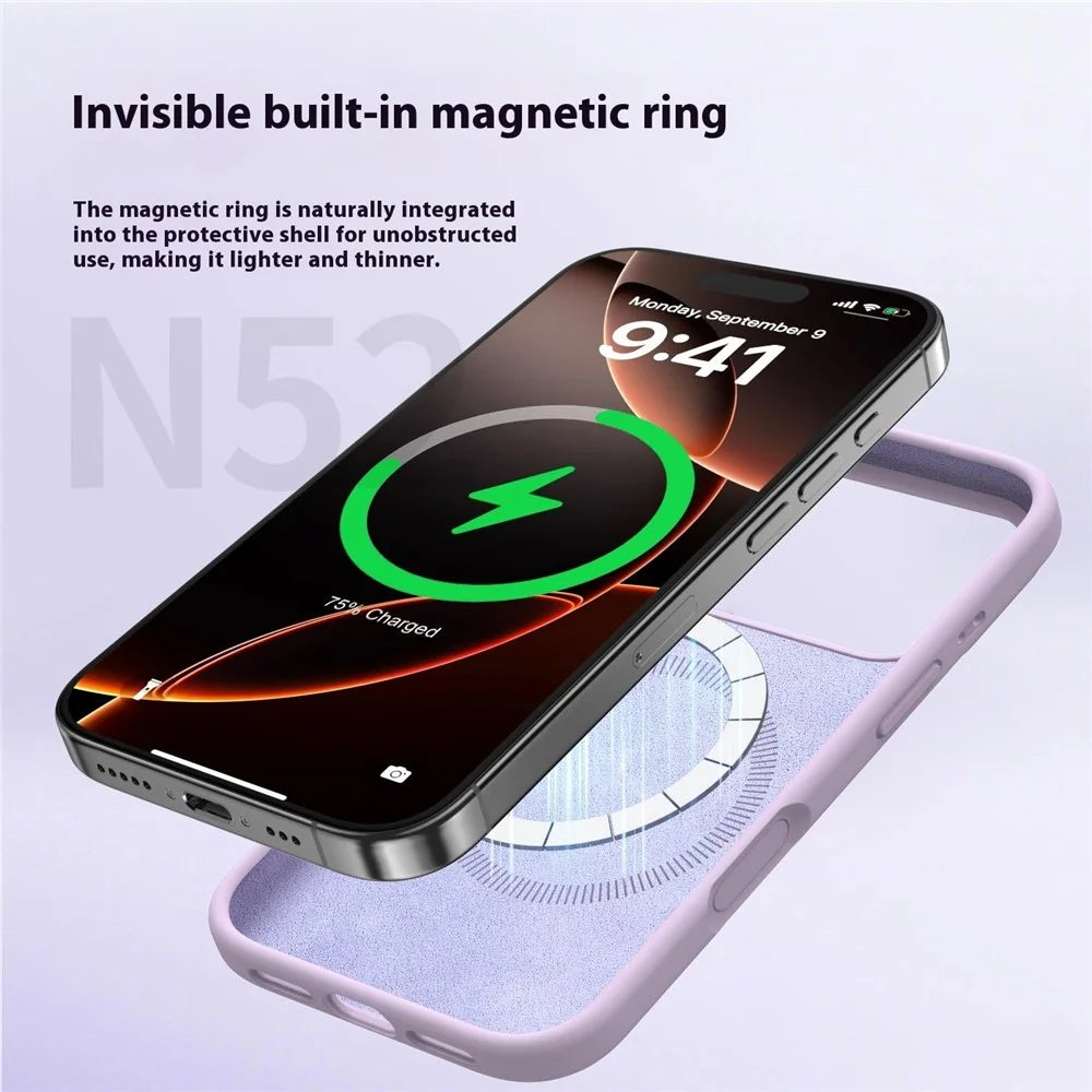 For iPhone 18 Pro Max / 17 Pro Max Case Compatible with MagSafe Liquid Silicone + PC Phone Cover - Light Purple - 3