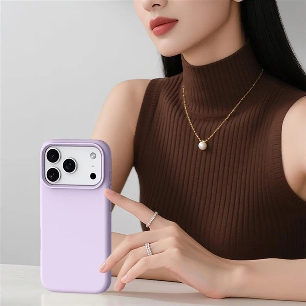 For iPhone 18 Pro Max / 17 Pro Max Case Compatible with MagSafe Liquid Silicone + PC Phone Cover - Light Purple - 6