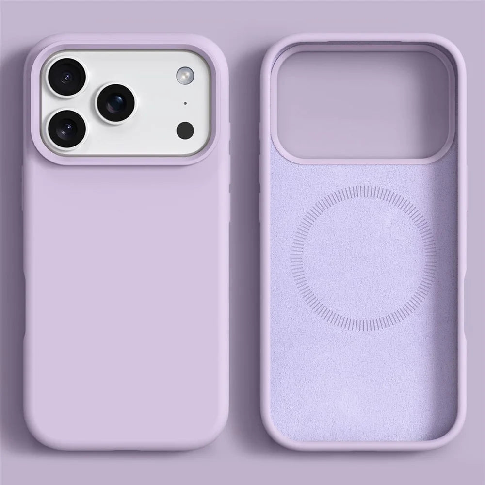 For iPhone 18 Pro / 17 Pro Case Compatible with MagSafe Skin-friendly Liquid Silicone + PC Phone Cover - Light Purple - 2