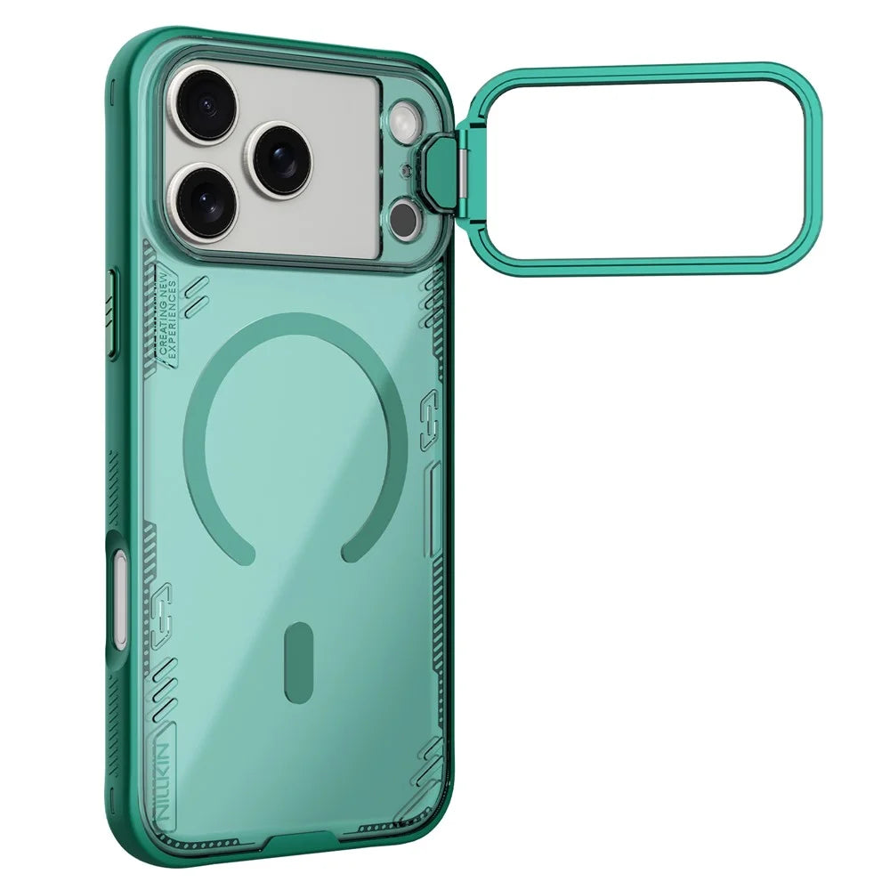 NILLKIN Iceblade CamProp For iPhone 18 Pro Max / 17 Pro Max Magnetic Case Clear Lens Lid Kickstand PC TPU Phone Cover - Green - 4