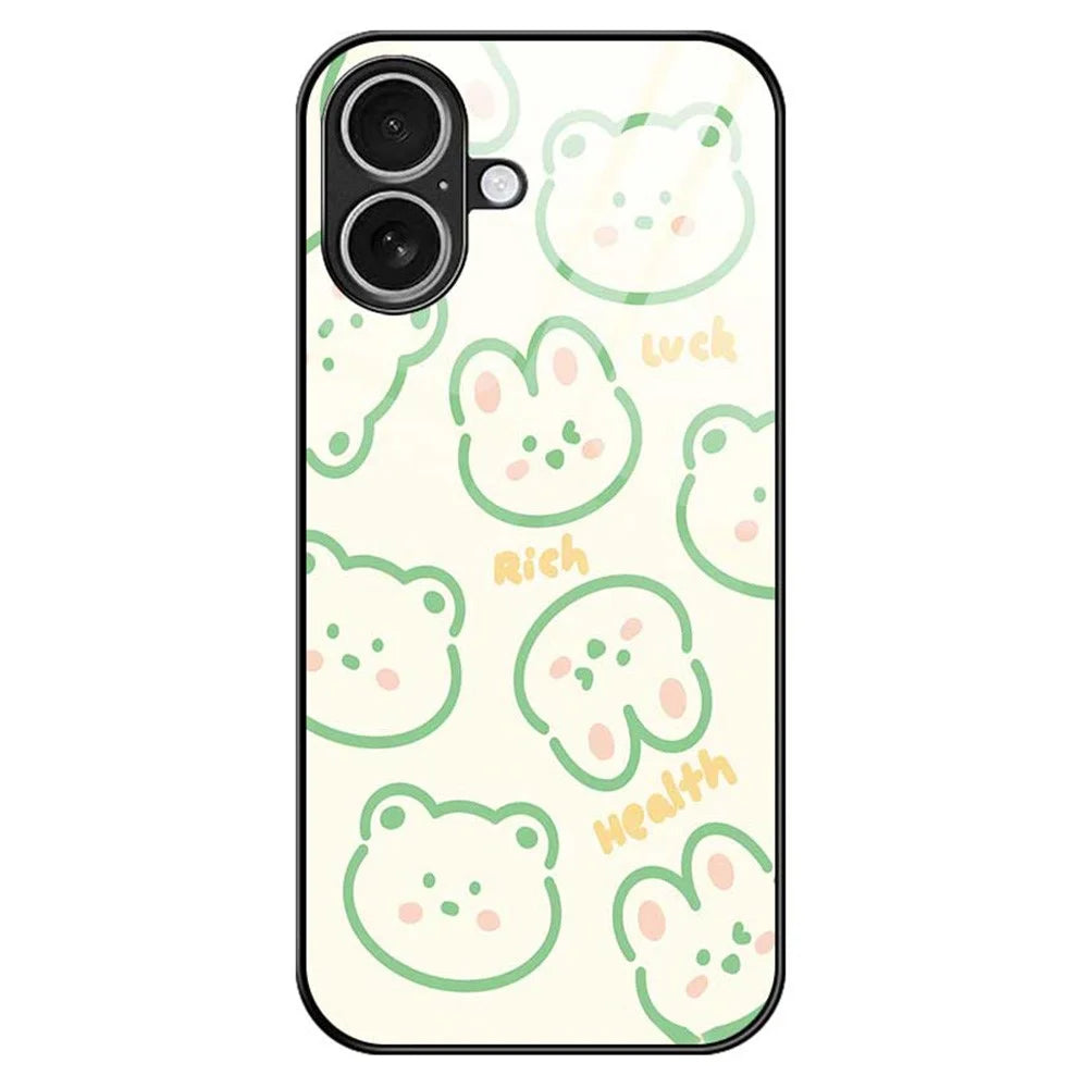 For iPhone 17 Case PC TPU Tempered Glass Pattern Printing Slim Phone Back Cover - B0268 - 1