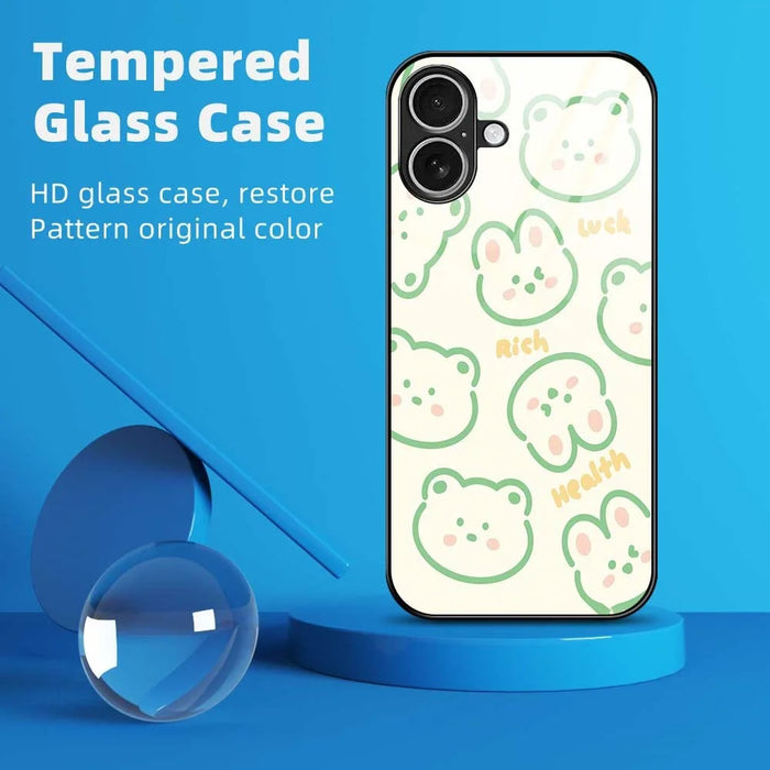 For iPhone 17 Case PC TPU Tempered Glass Pattern Printing Slim Phone Back Cover - B0268 - 2