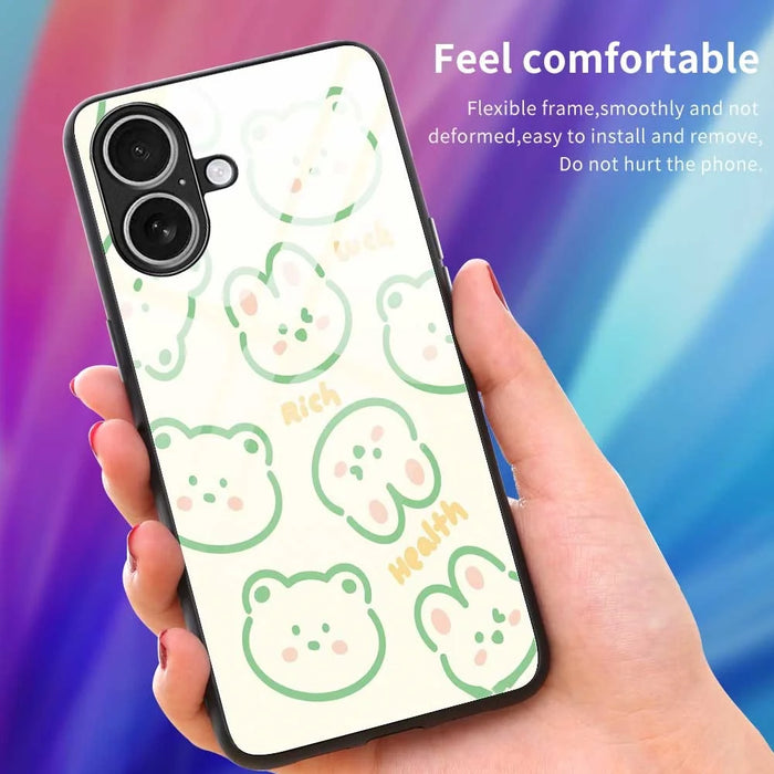 For iPhone 17 Case PC TPU Tempered Glass Pattern Printing Slim Phone Back Cover - B0268 - 4
