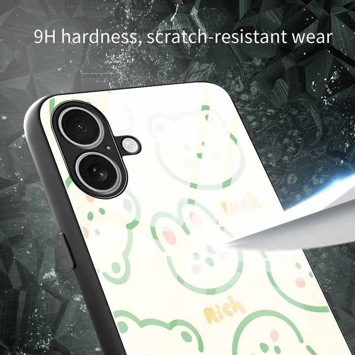 For iPhone 17 Case PC TPU Tempered Glass Pattern Printing Slim Phone Back Cover - B0268 - 6