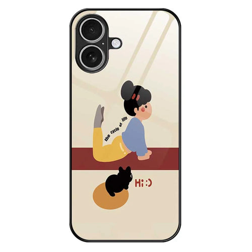 For iPhone 17 Case TPU PC Tempered Glass Pattern Printing Slim Phone Back Cover - B0293 - 1