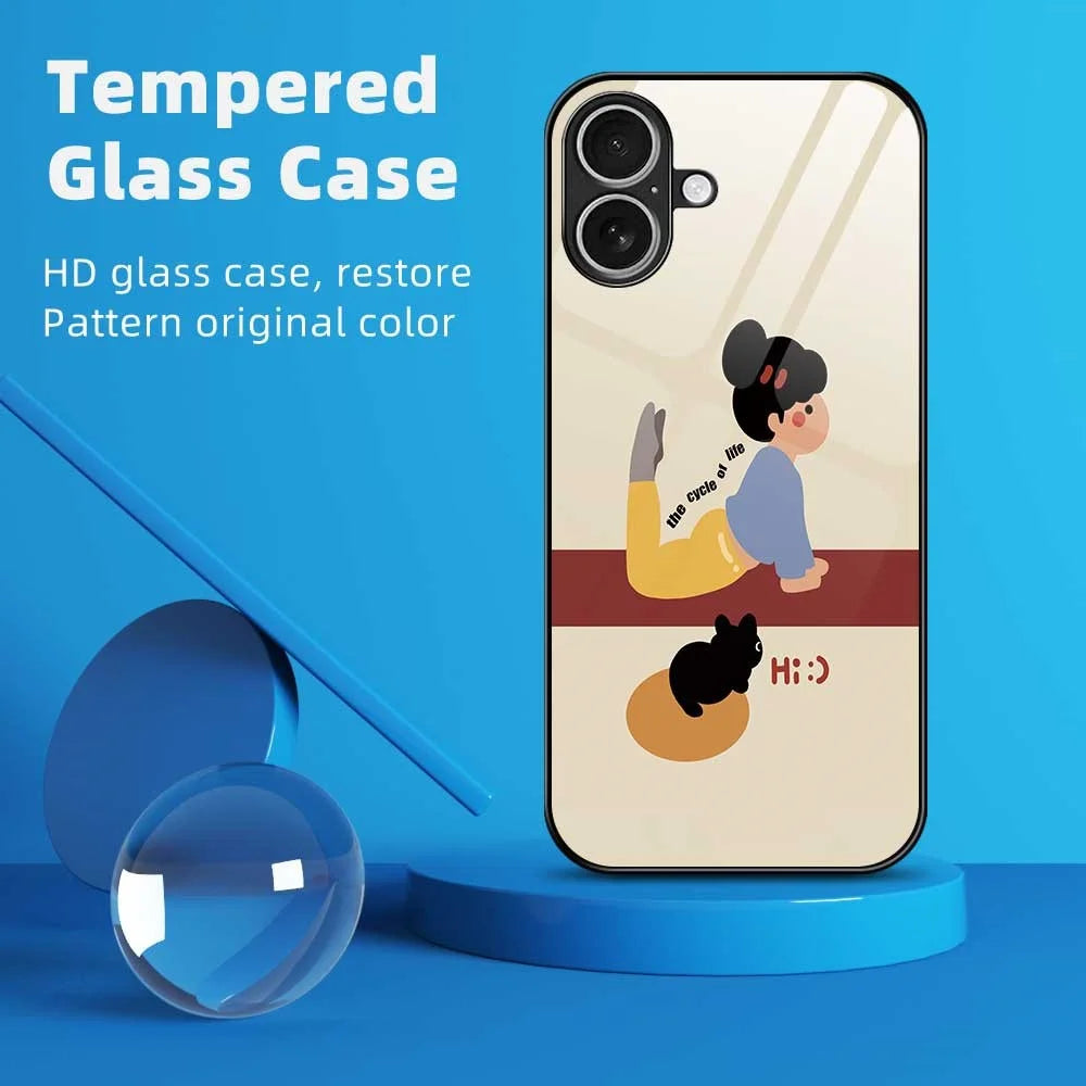 For iPhone 17 Case TPU PC Tempered Glass Pattern Printing Slim Phone Back Cover - B0293 - 2