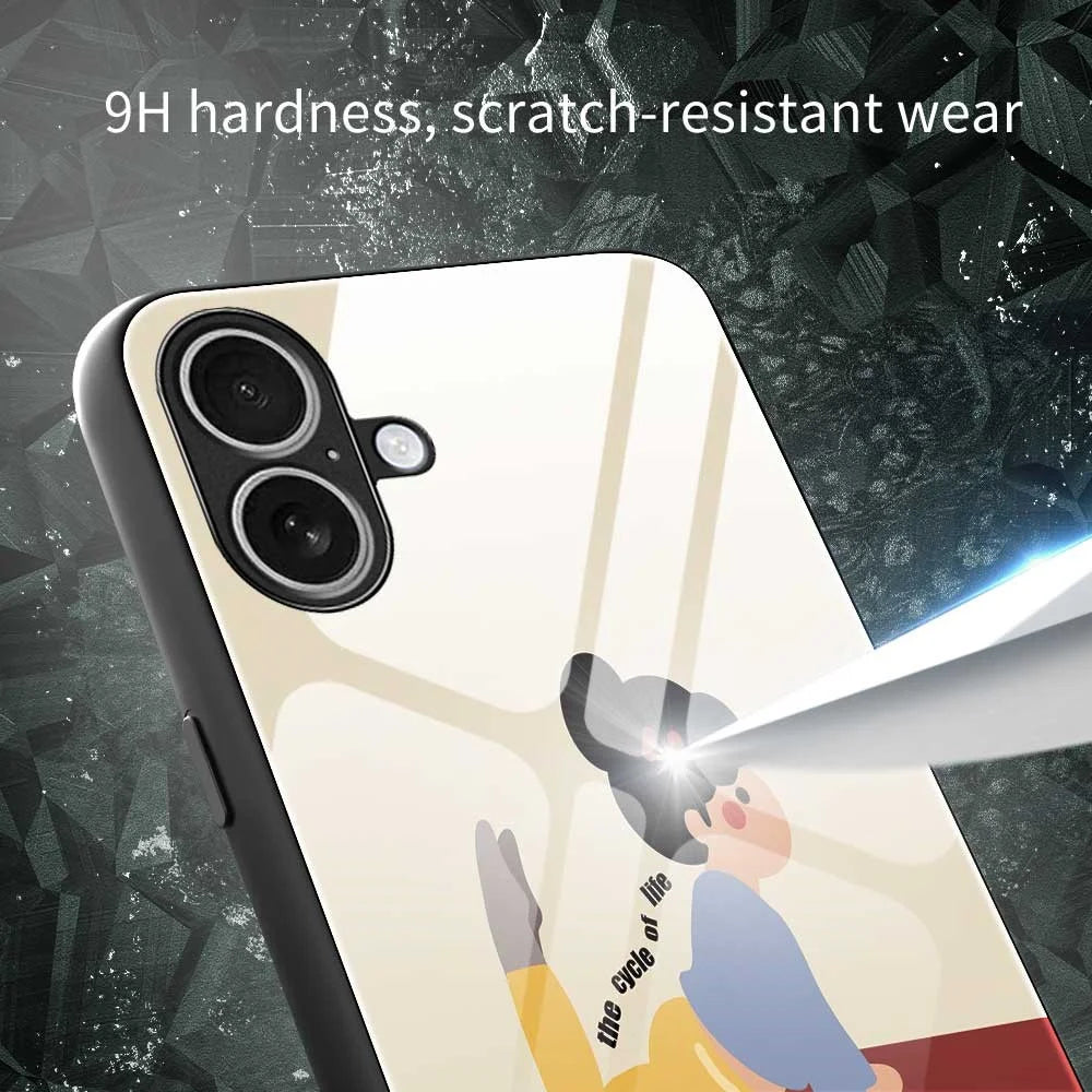 For iPhone 17 Case TPU PC Tempered Glass Pattern Printing Slim Phone Back Cover - B0293 - 6