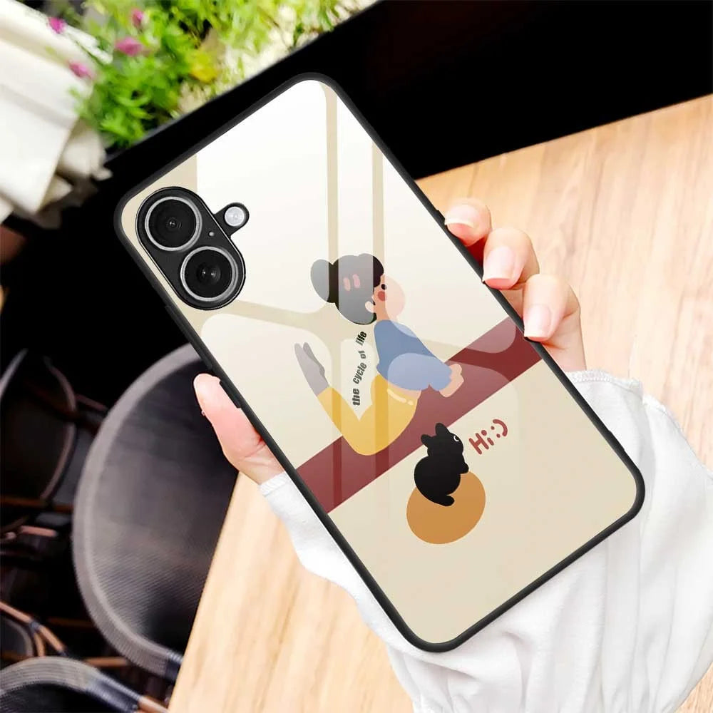 For iPhone 17 Case TPU PC Tempered Glass Pattern Printing Slim Phone Back Cover - B0293 - 7