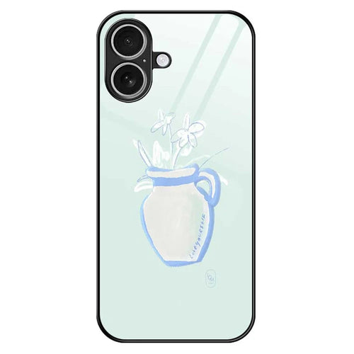 For iPhone 17 Case PC TPU Tempered Glass Pattern Printing Shockproof Phone Back Cover - B0318 - 1