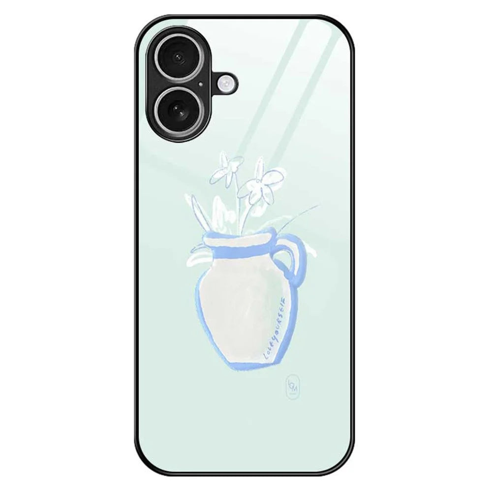 For iPhone 17 Case PC TPU Tempered Glass Pattern Printing Shockproof Phone Back Cover - B0318 - 1